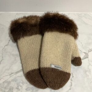 Beautiful Wool Lined Mittens with Mink Cuff